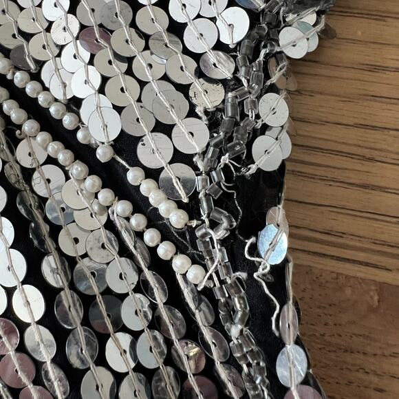 Vintage 80s Joseph Le‎ Bon Silk Sequin Beaded Top Size Medium Avant Garde Artsy - Picture 7 of 9